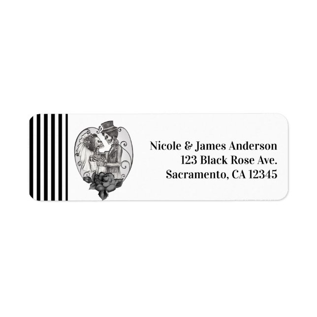 Skeleton Love Couple Marriage Dance Gothic Wedding Label (Front)