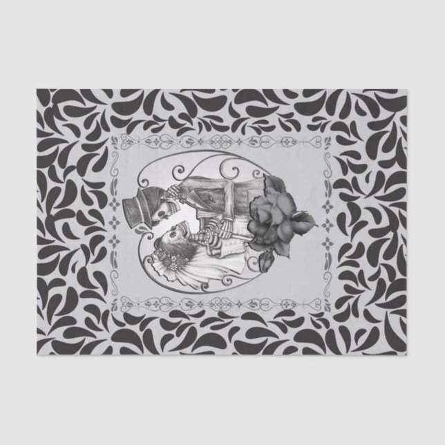 Skeleton Love Couple Marriage Dance Gothic Wedding Tissue Paper (Front)