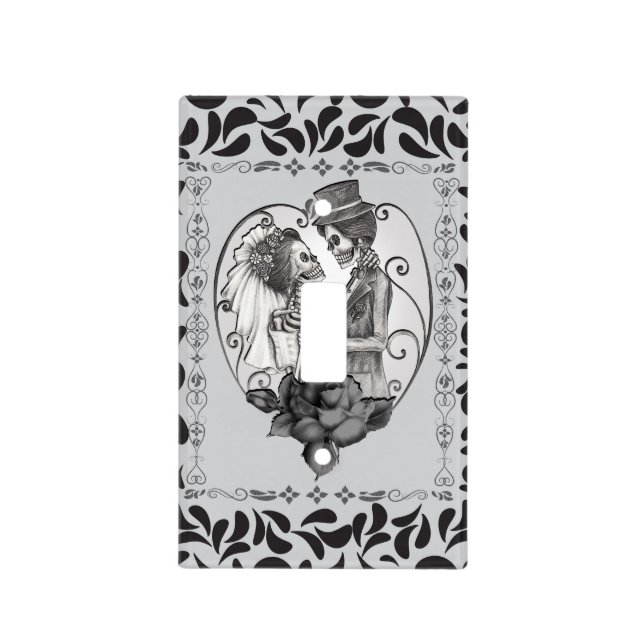 Skeleton Love Couple Marriage Dance Light Switch Cover (Front)