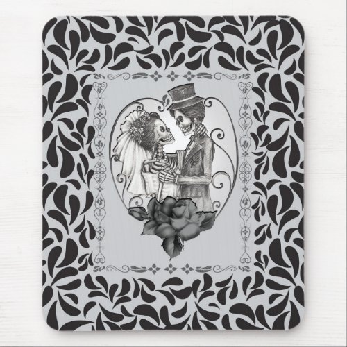 Skeleton Love Couple Marriage Dance Mouse Pad