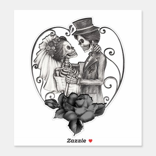Skeleton Love Couple Marriage Dance Wedding Sticker