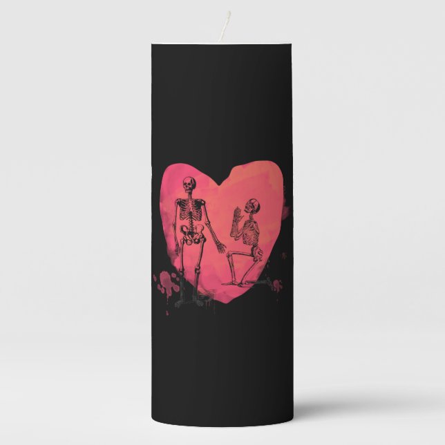 Skeleton Love Pillar Candle (Front)