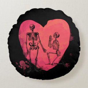Skeleton Love Round Pillow