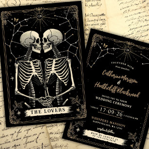 Skeleton Love Stars   Tarot Wedding Invitation