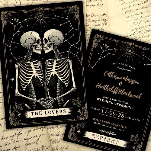 Skeleton Love Stars  Tarot Wedding Invitation