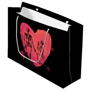 Skeleton Love Watercolor Heart Large Gift Bag
