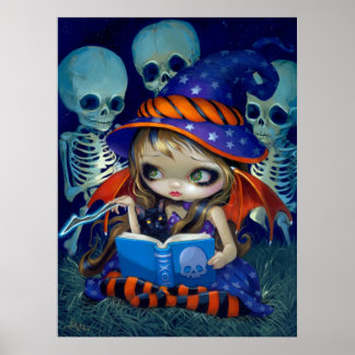 Skeleton Magic ART PRINT Halloween Witch fairy