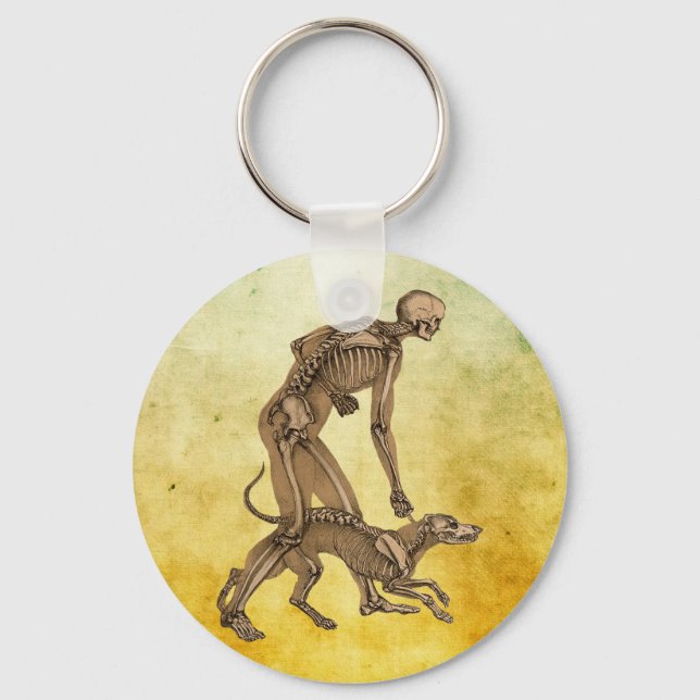 skeleton man and dog human animal anatomy art   keychain (Front)