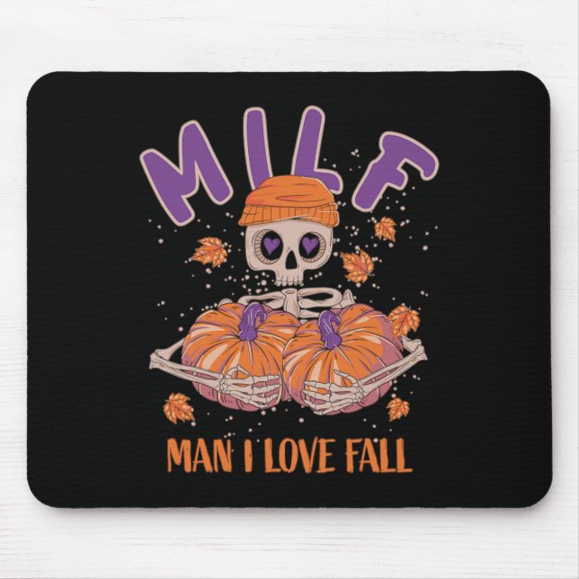 Skeleton Man I Love Fall Fun Skeleton Pumpkin Hall Mouse Pad (Front)