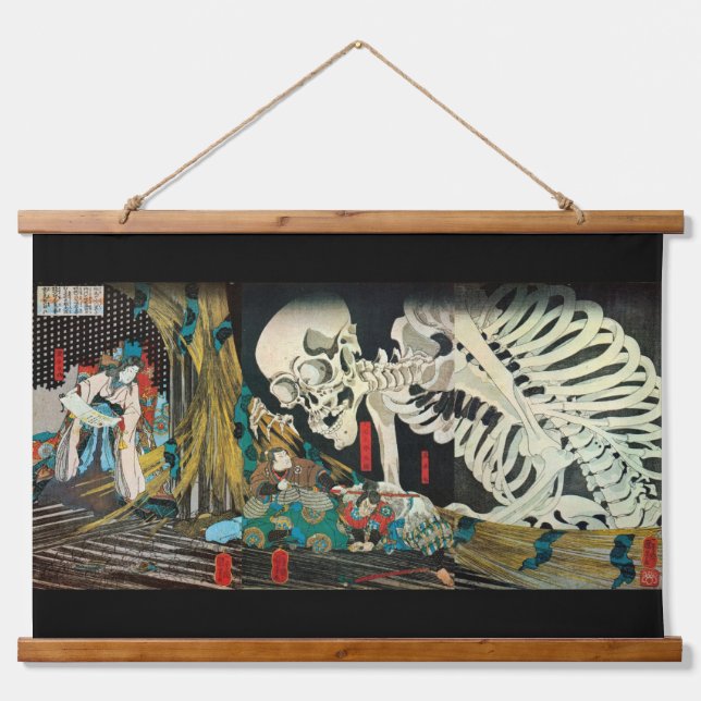 Skeleton manipulated by Witch, Kuniyoshi Hanging Tapestry (Front)