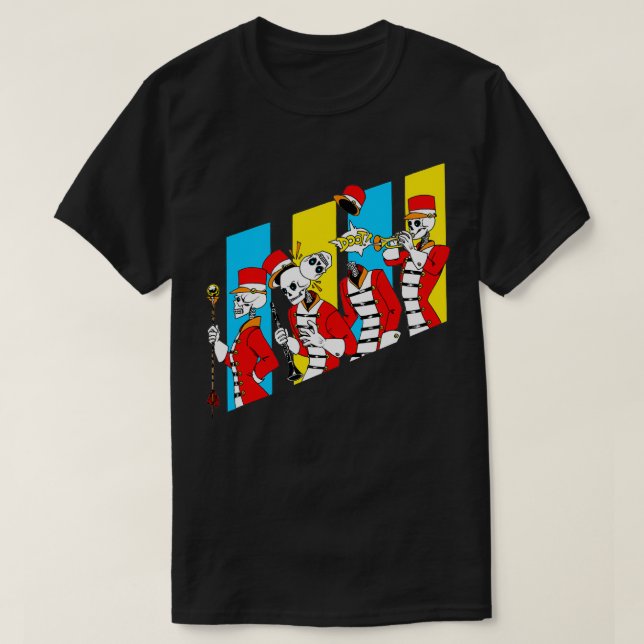 Skeleton Marching Band T-Shirt (Design Front)