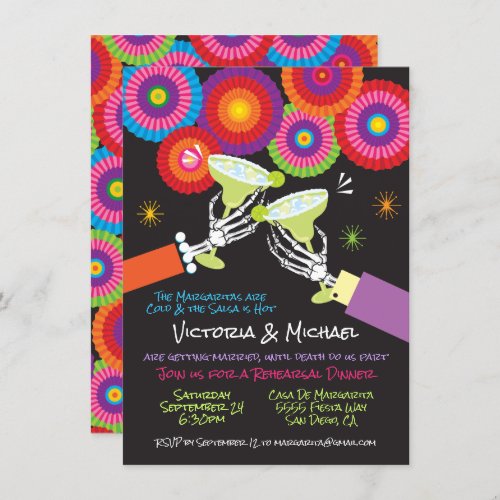 Skeleton Margarita Toast Mexican Fiesta Invitation