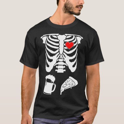 Skeleton Maternity Pizza  Beer Black T_Shirt