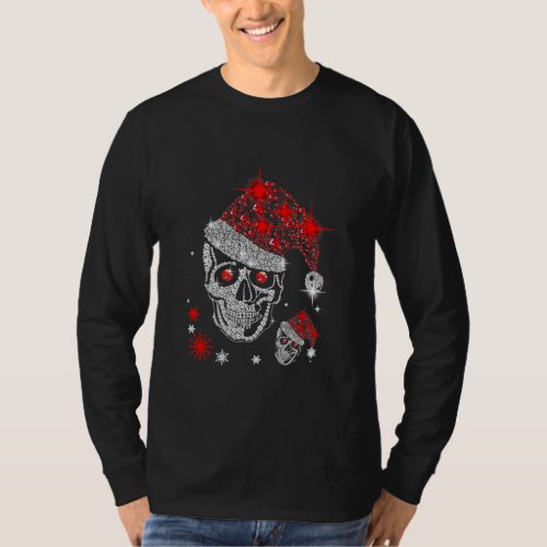 Skeleton Merry Christmas Skull Xmas Santa Claus  T_Shirt