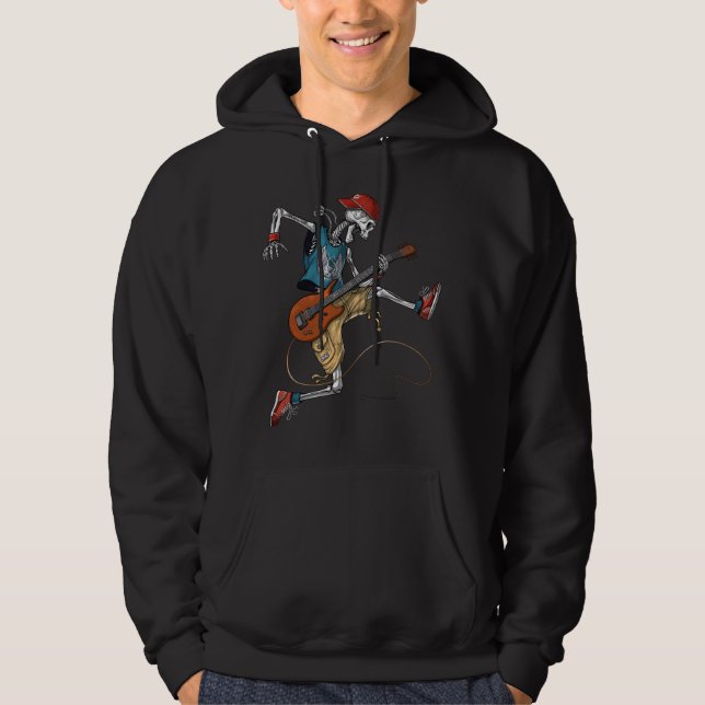 Skeleton Metal Guitarist Hoodie (Front)