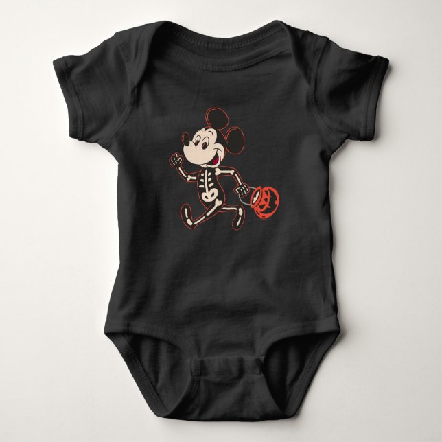 Skeleton Mickey on Halloween Baby Bodysuit (Front)