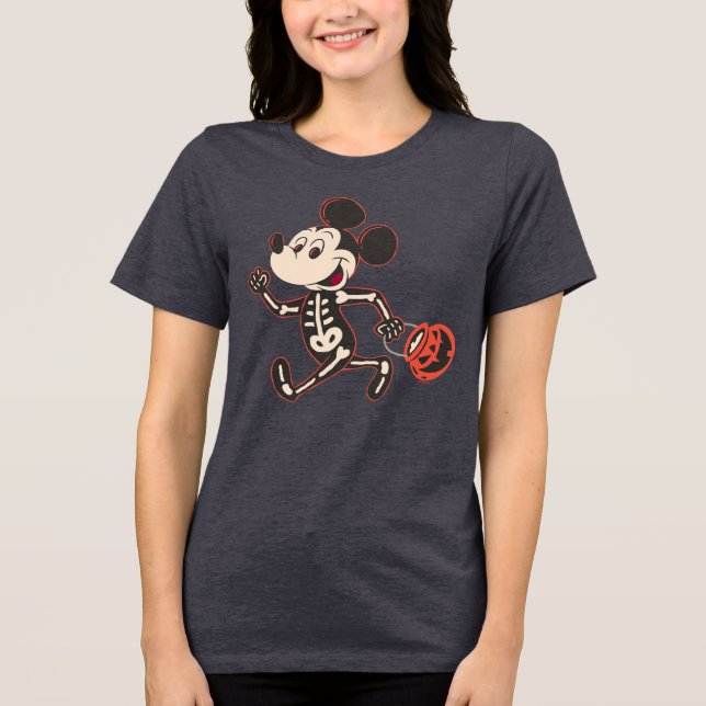 Skeleton Mickey on Halloween Tri-Blend Shirt (Front)