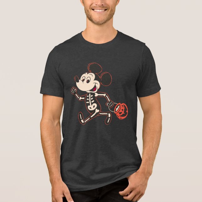 Skeleton Mickey on Halloween Tri-Blend Shirt (Front)