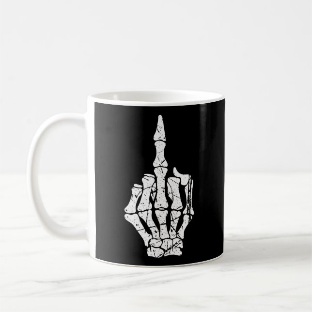 Skeleton Middle Finger Coffee Mug (Left)