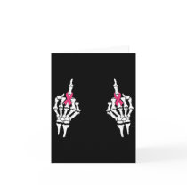 Skeleton Middle Finger Pink Ribbon Breast Cancer H Card