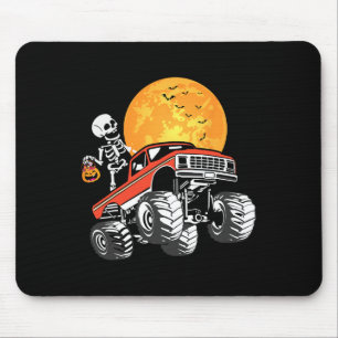 Skeleton Monster Truck Halloween Boys Truck Pumpki Mouse Pad