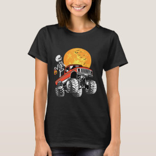 Skeleton Monster Truck Halloween Boys Truck Pumpki T-Shirt