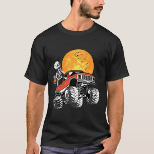 Skeleton Monster Truck Halloween Boys Truck Pumpki T-Shirt