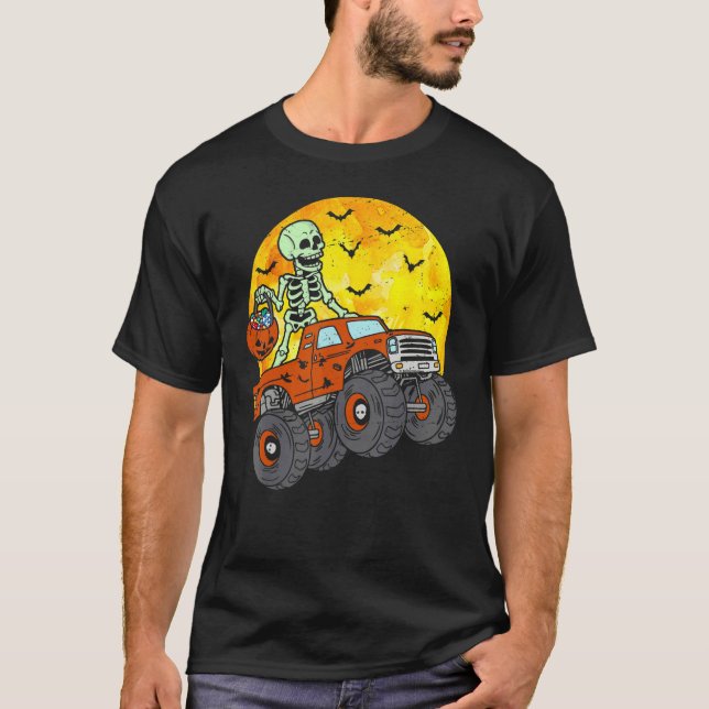 Skeleton Monster Truck Moon Candy Toddler Boy Hall T-Shirt (Front)