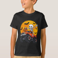 Skeleton Monster Truck Moon Pumpkin Halloween Boys