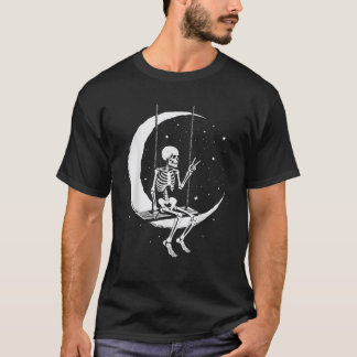 Skeleton Moon Swing Rock On Band Rock And Roll Gra T-Shirt
