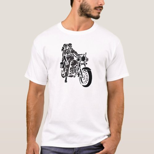 Skeleton Motorcycle Couple T_Shirt