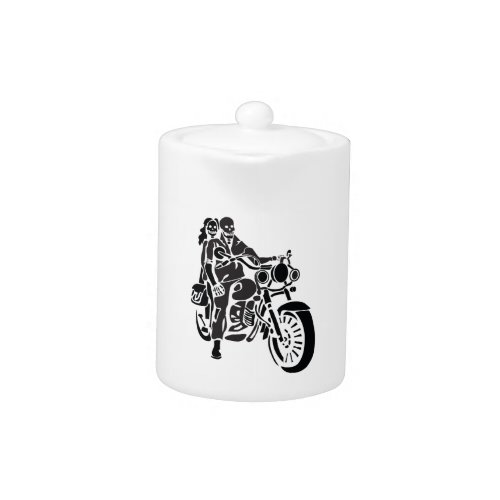 Skeleton Motorcycle Couple Teapot