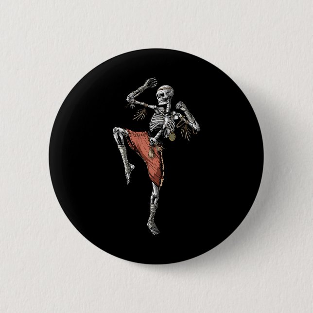 Skeleton Muay Thai Boxing Karate Kickboxing Martia Button (Front)