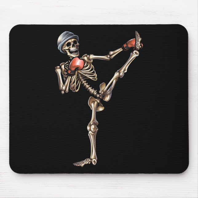 Skeleton Muay Thai Halloween Kickboxing Mma Fighte Mouse Pad (Front)