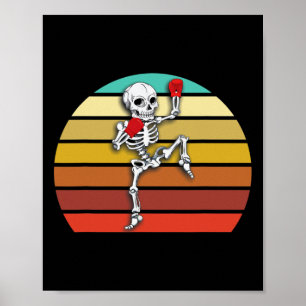 Skeleton Muay Thai Halloween Kickboxing Mma Poster