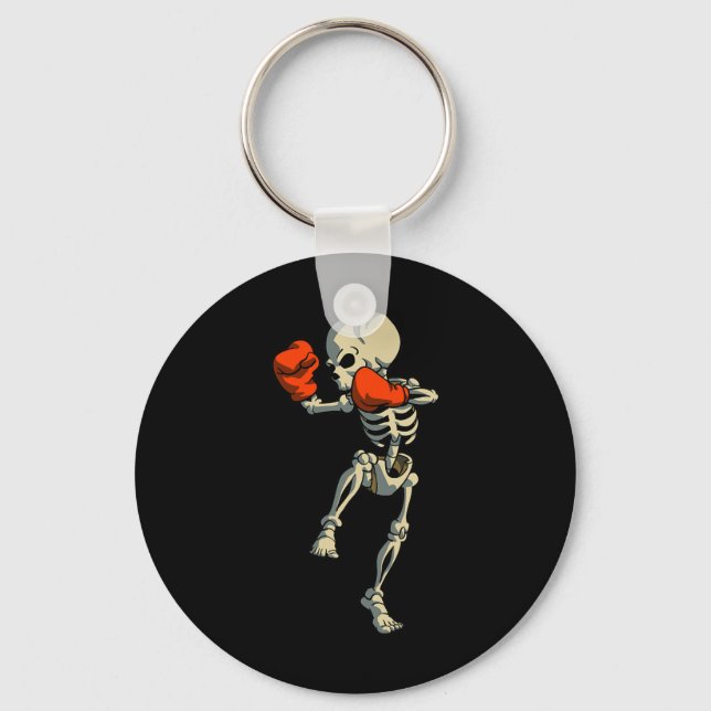 Skeleton Muay Thai Kick Boxing Mma Funny Karate Ha Keychain (Front)