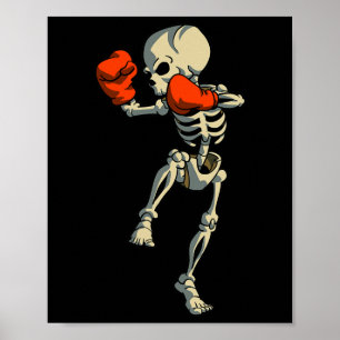 Skeleton Muay Thai Kick Boxing Mma Funny Karate Ha Poster