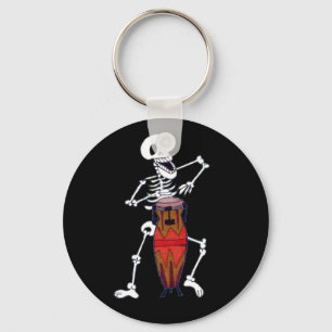 Skeleton Musician Drummer Conga Player  Keychain