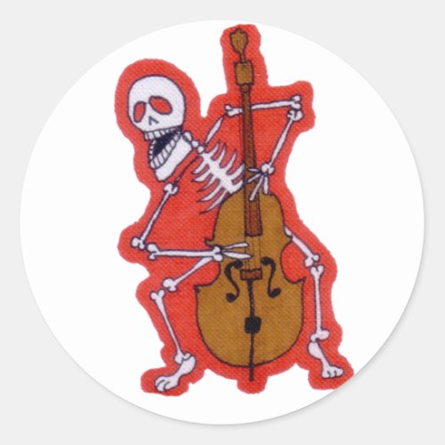 Skeleton Musician Skeleton Bassist Upright Bass Classic Round Sticker