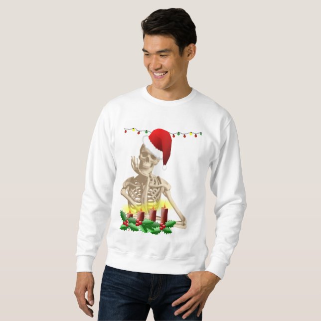 skeleton nightmare christmas mens sweatshirt (Front Full)