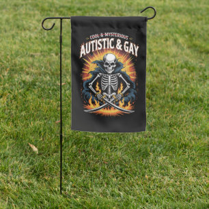 Skeleton Not Cool And Mysterious Autistic Gay Garden Flag