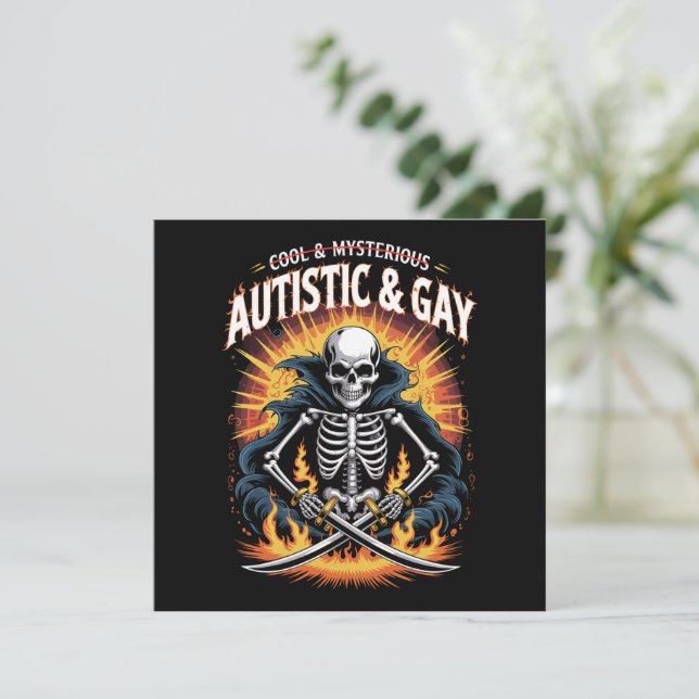 Skeleton Not Cool And Mysterious Autistic Gay  Invitation (Standing Front)