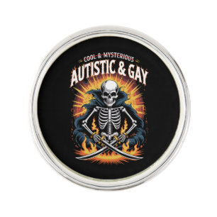 Skeleton Not Cool And Mysterious Autistic Gay  Lapel Pin