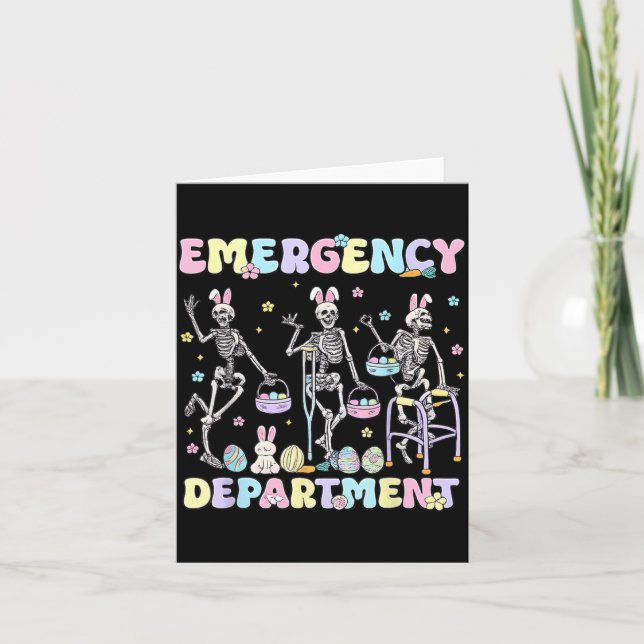 Skeleton Nurse Dancing Easter Day Emergency Card (Front)