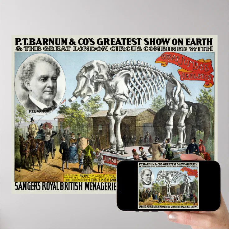 SKELETON of JUMBO the ELEPHANT 1888 Poster | Zazzle