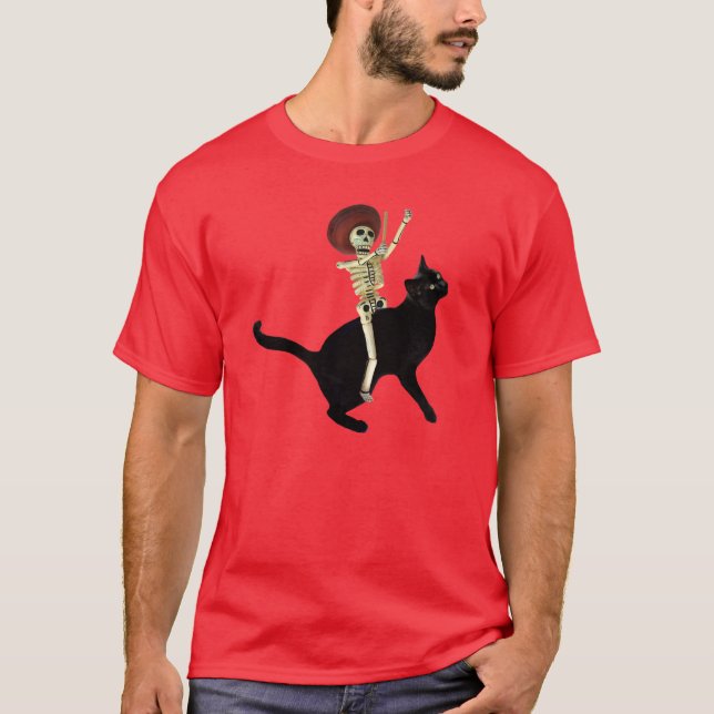 Skeleton on Cat T-Shirt (Front)