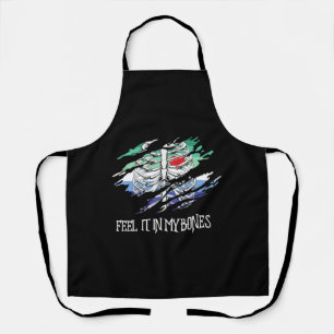 Skeleton on Gay Flag Colors Background Apron