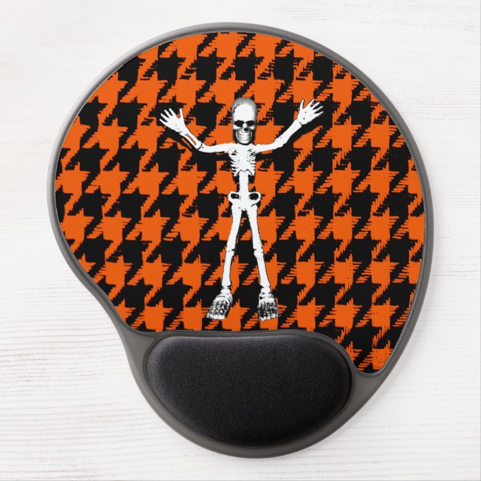 Skeleton On Halloween Houndstooth Gel Mousepad