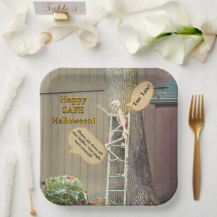 SKELETON ON LADDER/WIFE'S ADMONITION PAPER PLATES
