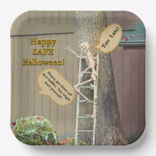 SKELETON ON LADDER/WIFE'S ADMONITION PAPER PLATES